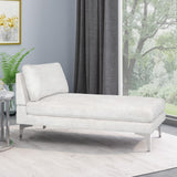 Christopher Knight Home® Beamon Contemporary Fabric Chaise Lounge, Ivory and Silver