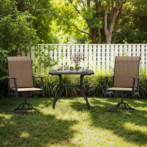 English Elm Outdoor Swivel Patio Dining Chairs Textilene Woven Set for Backyard Entertaining T3623P433697