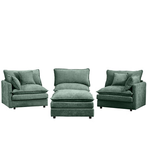 English Elm Modular L-Shaped Sectional Sofa, 102 Inch Mint Green Chenille Couch With Removable Ottoman & Comfort W1359S00032