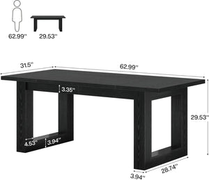 English Elm Sturdy Two-tier Computer Desk with File Cabinet and Monitor Riser for Home Office Black T3971P454054