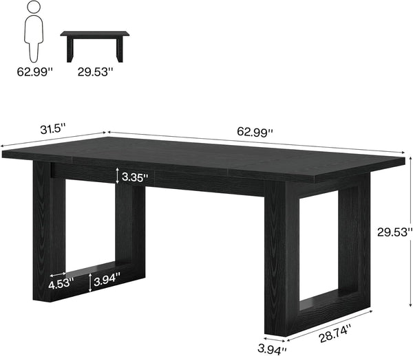 English Elm Sturdy Two-tier Computer Desk with File Cabinet and Monitor Riser for Home Office Black T3971P454054