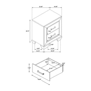 English Elm MDF Nightstand with 2 Drawers — Classic Wood Veneer Nightstand with Metallic Hardware and Tapered Legs Espresso B016P254582
