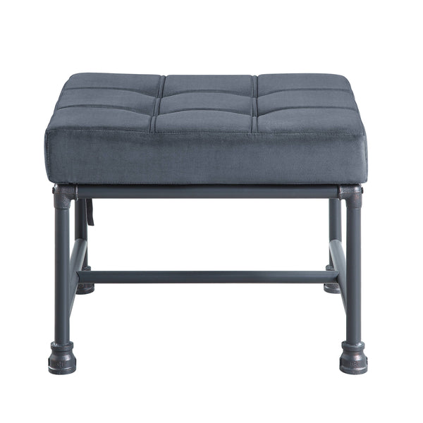 English Elm Brantley Gray Velvet Ottoman with Sandy Gray Finish — Memory Foam Seat, Metal Frame, Accent Pillow Included B2726P287570