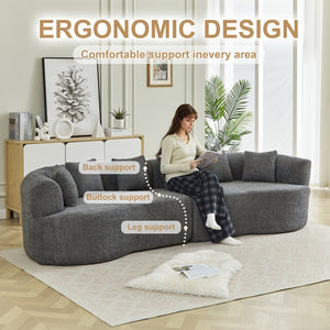 English Elm Curved Chenille Sectional Sofa Oversized Four Seat Cloud Foam Living Room Lounge W3505P355583