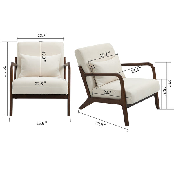 English Elm Mid Century Modern Accent Chair Natural Wood Frame Upholstered with Lumbar Cushion Support W2530P407182