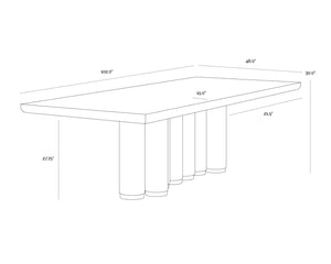Sunpan SALIX Dining Table - 102" Warm Chocolate Oak with Sculptural Base, Perfect for Family Gatherings & Style 112358
