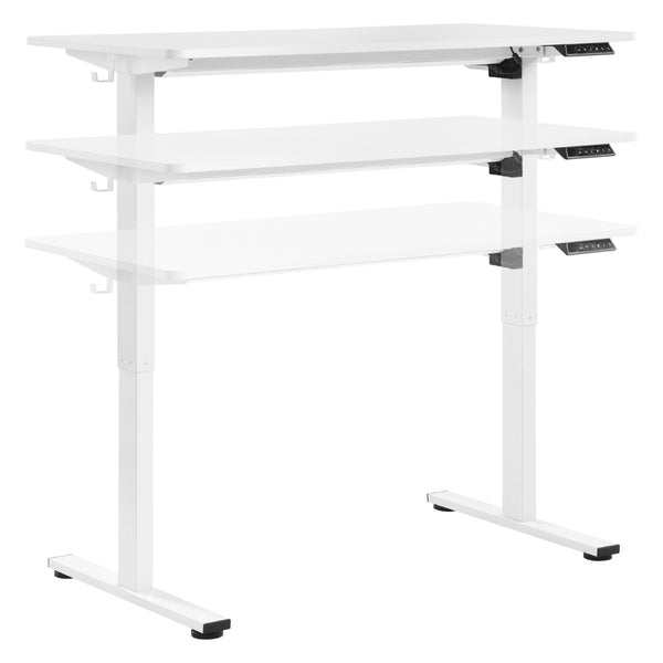 OSP Home Furnishings Primo Electric Sit Stand Desk with Laminate Top and Heavy Duty Steel Frame for Home Office 48"W PMO4823-WH