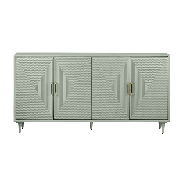 Crestview Collection 4-door Media Credenza - Elegant Acacia Wood Sideboard With Soft-close Hinges & Customizable Shelves Green Solid Wood Cvfvr8428