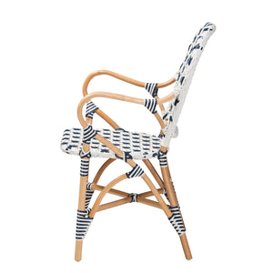 English Elm Modern Rattan Bistro Chair Geometric Woven Back Ergonomic Arm for Sunroom Patio B2750P420366