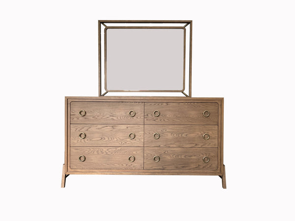 English Elm 6 Drawer Dresser Latte Finish with Jewelry Tray, Felt & Cedar Lined Drawers, Solid Wood Elegance B2699P226103