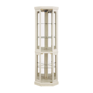 English Elm Lighted Corner Curio Cabinet - Elegant Display Case With Integrated Lighting For Collectibles & Glassware W1758P294619