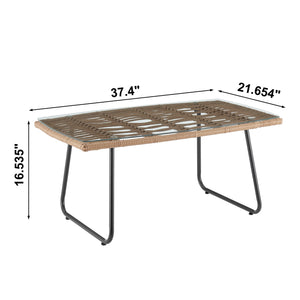 English Elm Antibes 4-Piece Outdoor Conversation Set In Tan & Cream – Weather-Resistant, Stylish Comfort! B365P398245