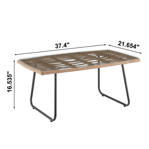 English Elm Antibes 4-Piece Outdoor Conversation Set In Tan & Cream – Weather-Resistant, Stylish Comfort! B365P398245