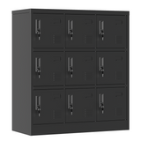 English Elm 9-Door Employee Storage Locker, Metal Lockers For Office, Gym, School, and Homewith Card Slot (Black)