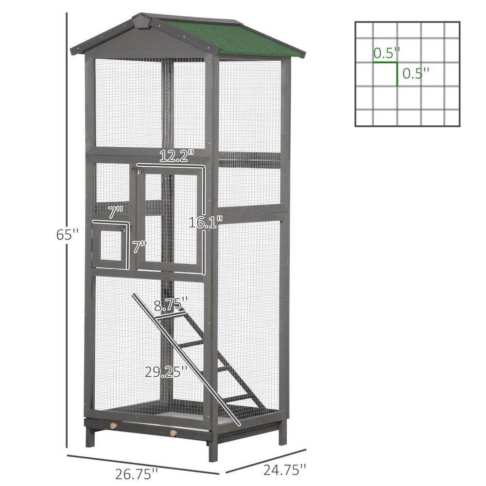 English Elm Indoor Outdoor Fir Wood Aviary Cage with Pull Out Tray Uv Resistant Bird House T3971P423731