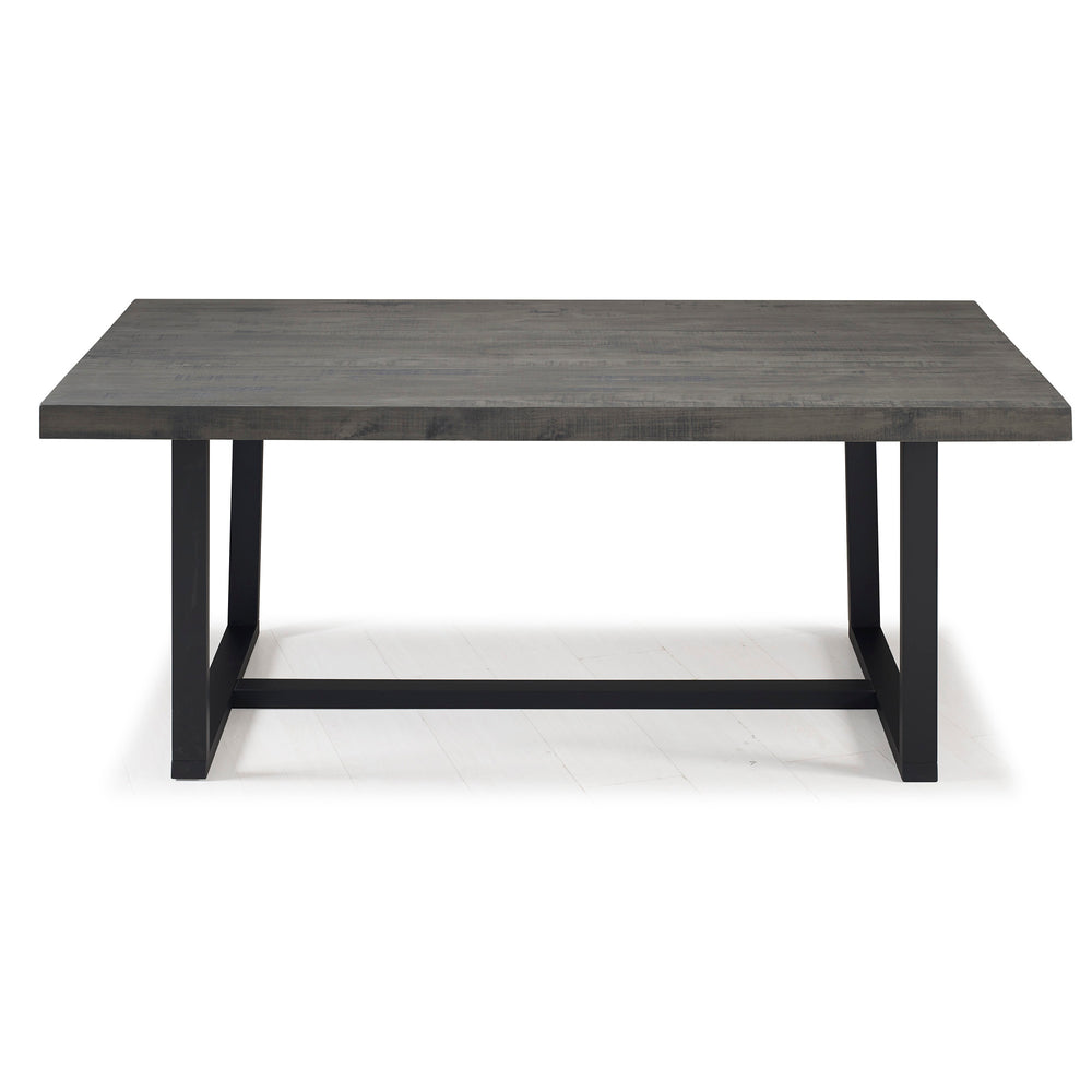 English Elm Walker Edison - Modern Distressed Solid Wood Dining Table with Metal Frame, Rustic Grey Pine, Seats 4-6 Adults, Farmhouse Charm B185P169418