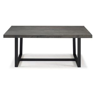 English Elm Walker Edison - Modern Distressed Solid Wood Dining Table with Metal Frame, Rustic Grey Pine, Seats 4-6 Adults, Farmhouse Charm B185P169418