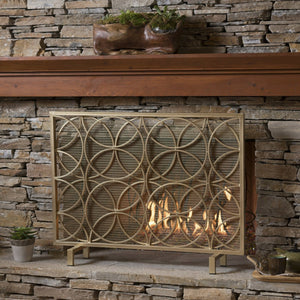English Elm Fire Screen Handcrafted Iron Geometric Mesh Spark Guard for Modern Living Rooms 61125.00GLD