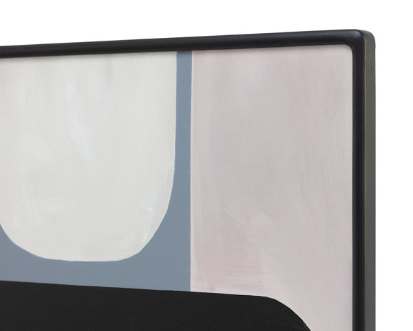 Sunpan RADICAL Triptych Set of 3 Hand-Painted Geometric Wall Art in Black Floater Frame - 28" x 66" A0368