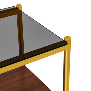 English Elm Set Of 2 Modern Rectangle End Tables With Gray Tempered Glass Top And Sturdy Mdf Storage Shelf W241P184252-GIGA