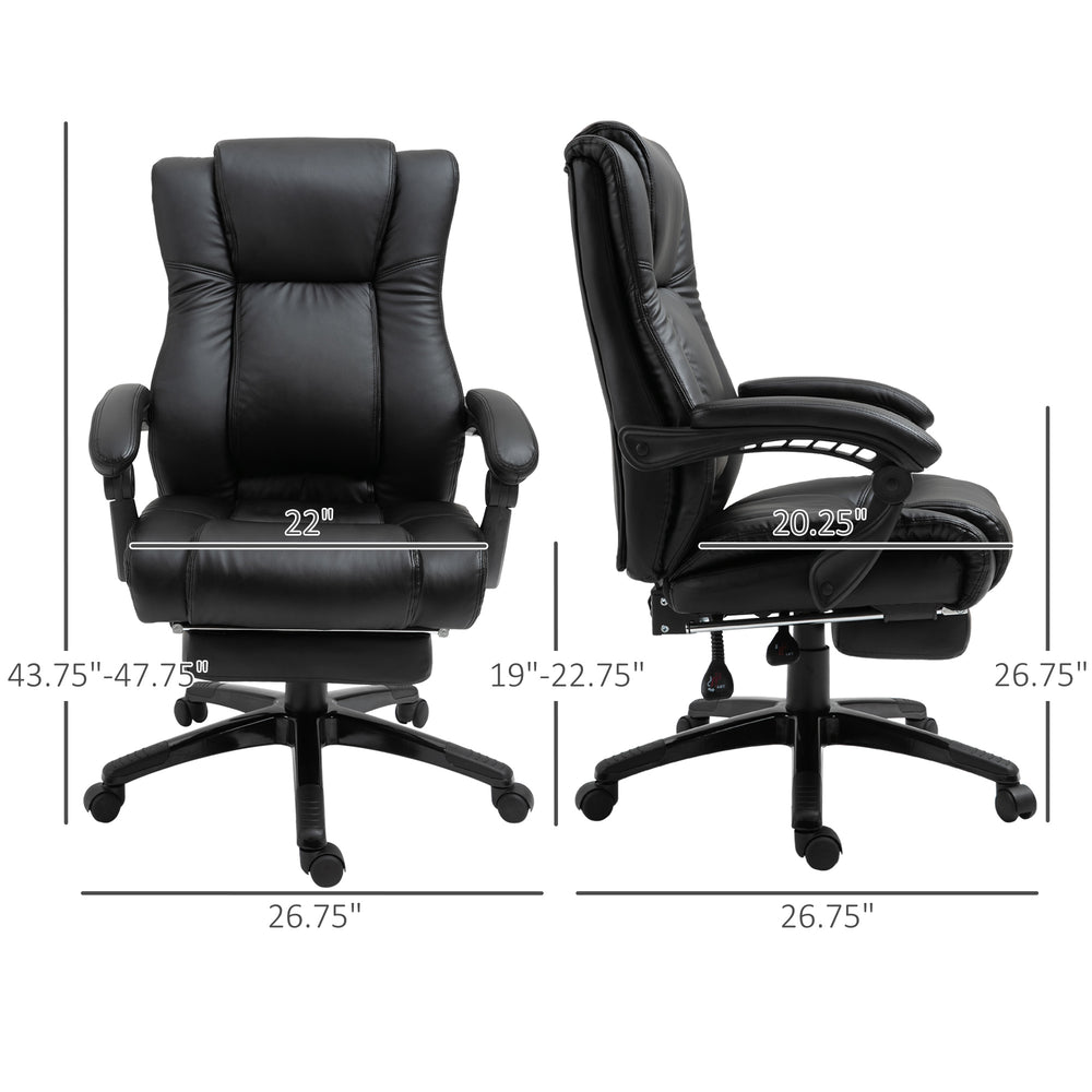 English Elm Black Quilted High Back Ergonomic Chair with Footrest for Home Office Comfort T3971P410439