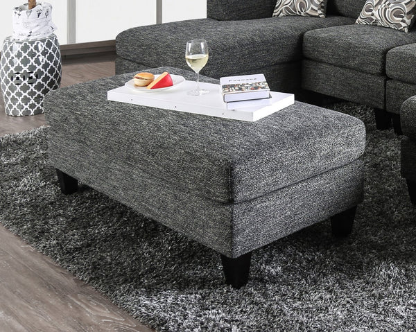 English Elm Gray Chenille 5pc Sectional Sofa Set with Chaise Ottoman & Patterned Pillows, Plush High-Density Comfort, Tapered Legs B2741S00063