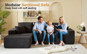 English Elm Modular Sectional Sofa With Chaise - Luxurious Cloud Couch For Living Room, Office & Bedroom Use W3434S00001