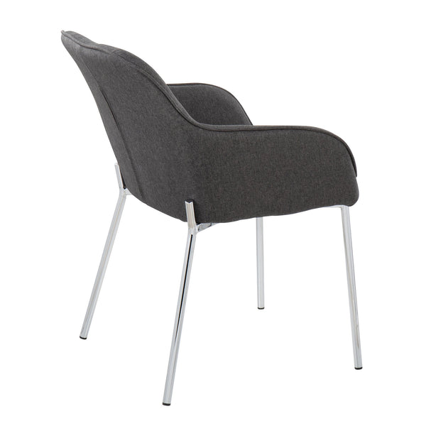 English Elm Contemporary Bucket Chair Set of 2 Cream Velvet Upholstered with Slim Black Metal Legs B202S01344