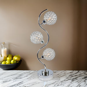 English Elm Denise Crystal Globe Table Lamp White Metal Frame Clear Glass Shade Glam Accent B056P416867
