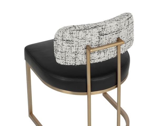 Sunpan LARISSA Dining Chair - Bravo Black Faux Leather with Halton Birch, Antique Brass Frame Elegance 112427