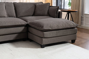 English Elm Modern Chenille Sectional Sofa Modular Sleeper with Ottoman Chaise and Waist Pillows Antique Grey W2530S00021