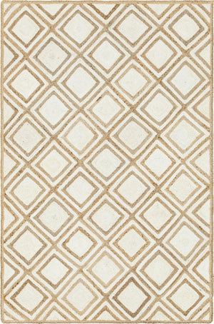 Unique Loom Braided Jute Bengal Hand Braided Geometric Rug Natural, Ivory 6' 1" x 9' 0"