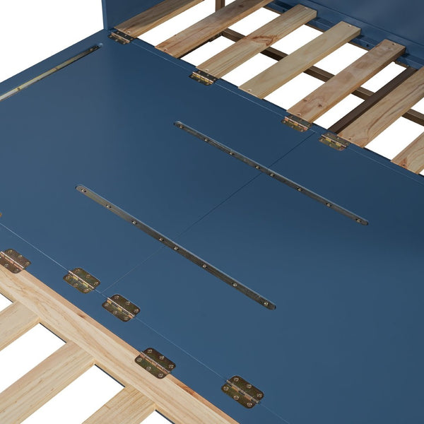 English Elm Queen Size Murphy Bed With Iron Legs, Modern Blue Finish, Space-Saving Design For Stylish Living N820S00035N-GIGA