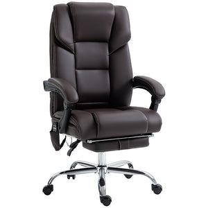 English Elm Vinsetto Massage Office Chair - Ergonomic Pu Leather With Heat, 6 Vibration Points & Adjustable Footrest W2225P229392-GIGA
