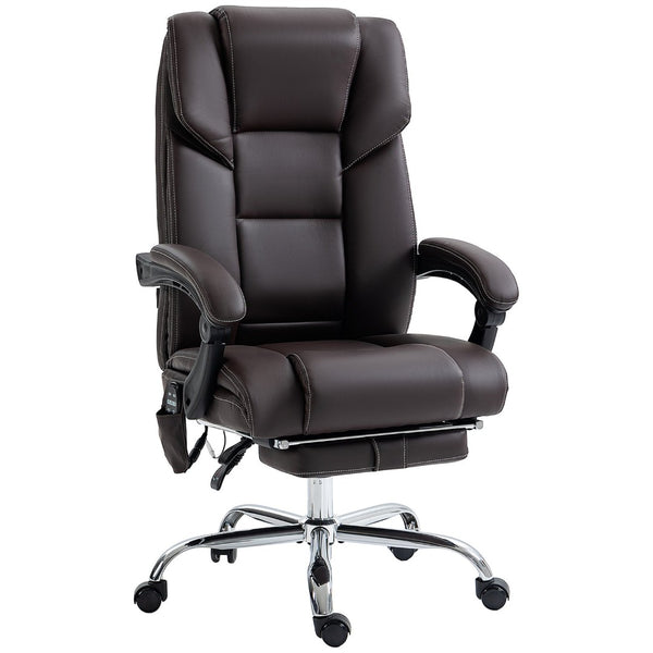 English Elm Vinsetto Massage Office Chair - Ergonomic Pu Leather With Heat, 6 Vibration Points & Adjustable Footrest W2225P229392-GIGA