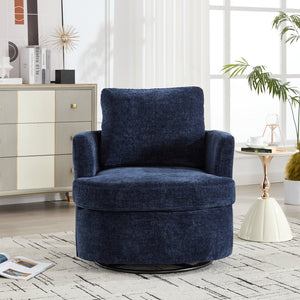 English Elm swivel Chenille Upholstered Office Chair with Metal Turntable, Breathable Durable Wood Frame for Comfort and Style Blue W2120P322757