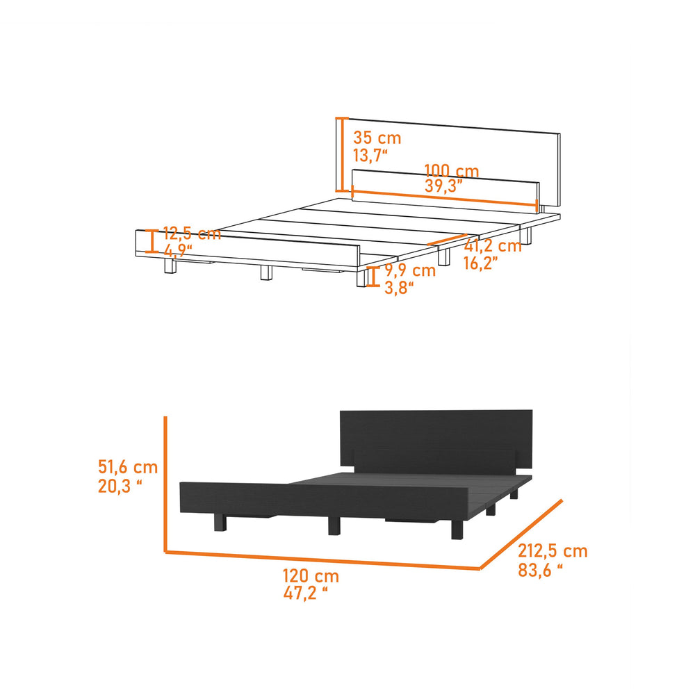 English Elm Portoalegre Twin Bed Base with Headboard in Black, 441 LB Capacity, 13.7" Headboard, Modern Classic стиль B128S00108