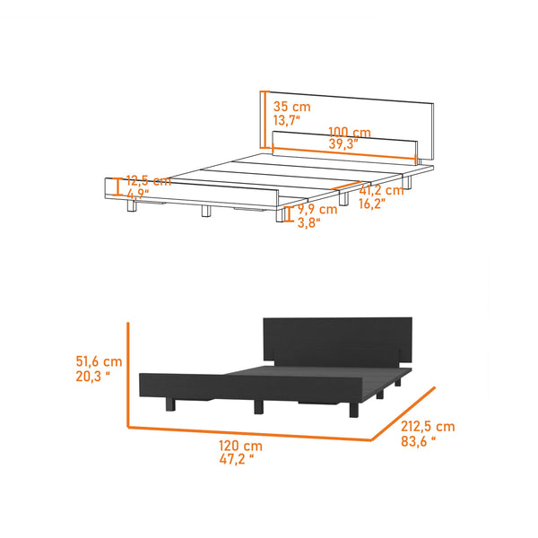 English Elm Portoalegre Twin Bed Base with Headboard in Black, 441 LB Capacity, 13.7" Headboard, Modern Classic стиль B128S00108