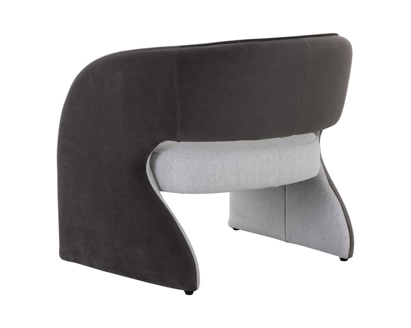 Sunpan Rosalia Contemporary Lounge Chair - Plush Curves and Defined Piping for Stylish Comfort in Any Space Mina Light Grey / Meg Ash