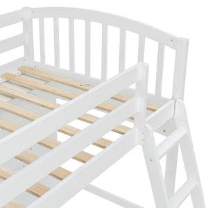 English Elm Twin Loft Bed with Built-in Desk Corner Shelves and Ladder Solid Pine White Frame LT100140KAA