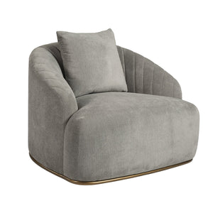 Sunpan Astrid Armchair - Luxurious Velvet Tufted Design with Antique Brass Frame for Elegant Living Spaces Polo Club Stone