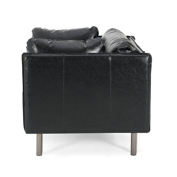 English Elm Christopher Knight Home® - 39" Vintage Black Faux Leather Lounge Chair - Stylish Comfort With Durable Build For Any Space N767P208310K
