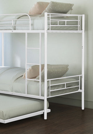 English Elm Contemporary Twin-Over-Twin Bunk Bed with Pull-Out Trundle and Built-In Ladder for Space-Saving Rooms White 80 L x 15 W x 7 H B2741P350235