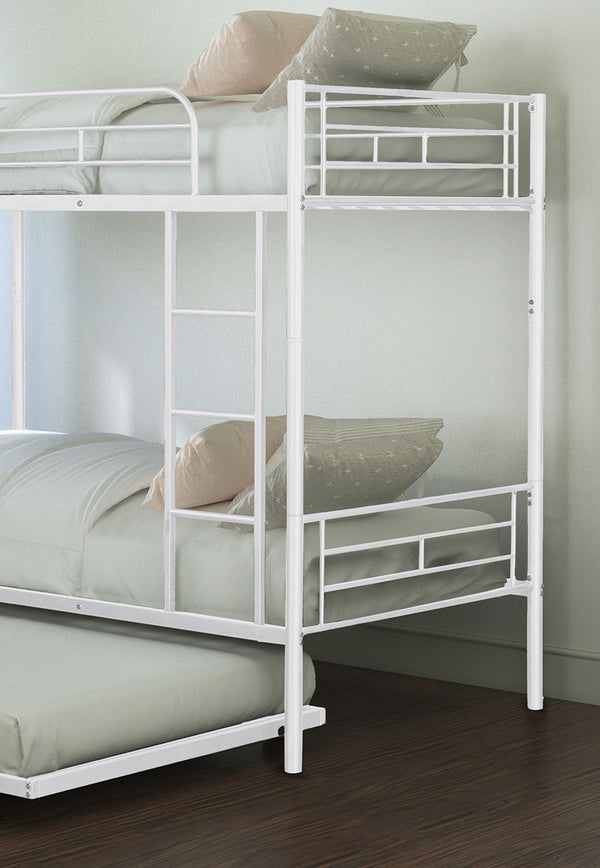 English Elm Contemporary Twin-Over-Twin Bunk Bed with Pull-Out Trundle and Built-In Ladder for Space-Saving Rooms White 80 L x 15 W x 7 H B2741P350235