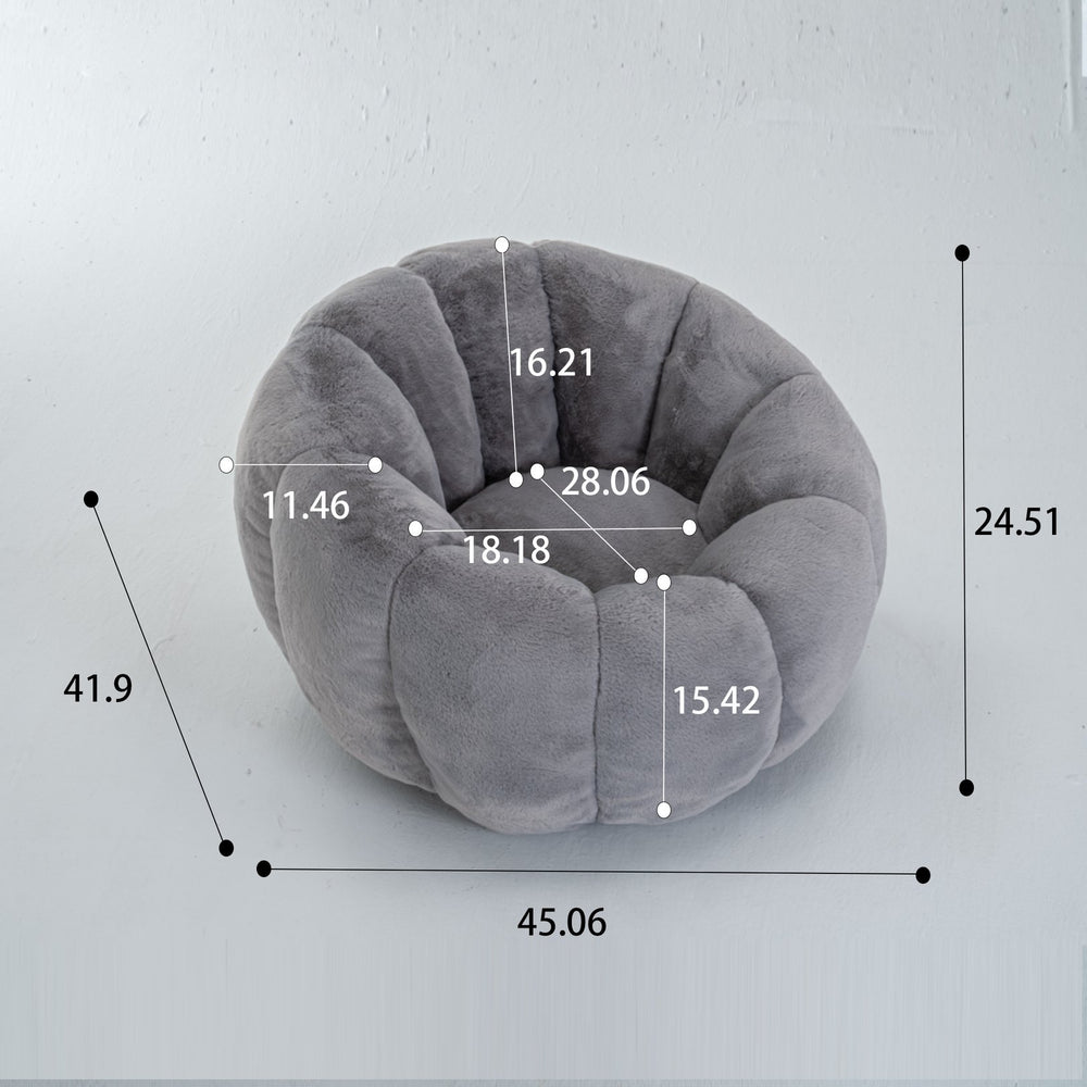 English Elm Adult Floral Petal Faux Fur Bean Bag Chair Sculptural Foam Seating for Any Room W2012P399197