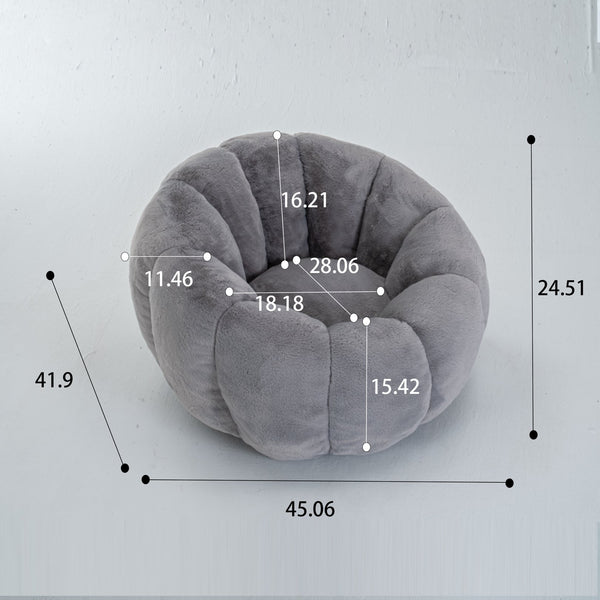 English Elm Adult Floral Petal Faux Fur Bean Bag Chair Sculptural Foam Seating for Any Room W2012P399197
