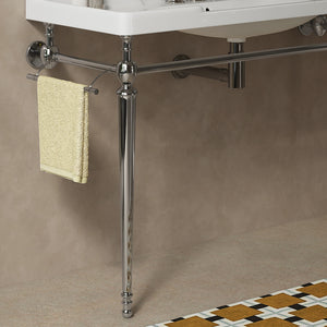 English Elm Vici 48 Inch Freestanding Bathroom Vanity with Iron Legs and Chrome Hardware Cabinet W2615P406552
