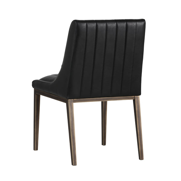 Sunpan Halden Dining Chair Set of 2 – Urban Style with Bold Stitching and Rustic Bronze Steel Frame Vintage Black