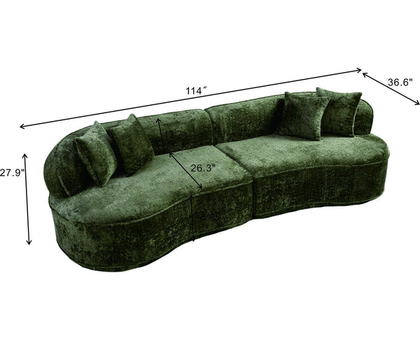 English Elm Modern Boucle Oversized L-shaped Sectional Sofa with Sculptural Curved Silhouette Green W5515S00018