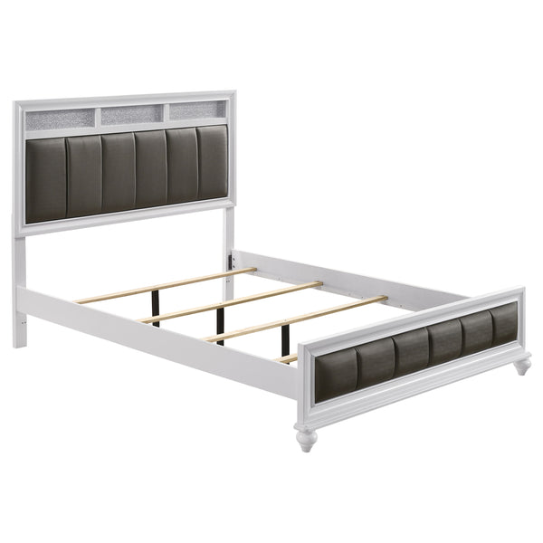 English Elm Randall Glam Eastern King Bedroom Set White Lacquer Crystal Hardware Tufted Bed B062S01799